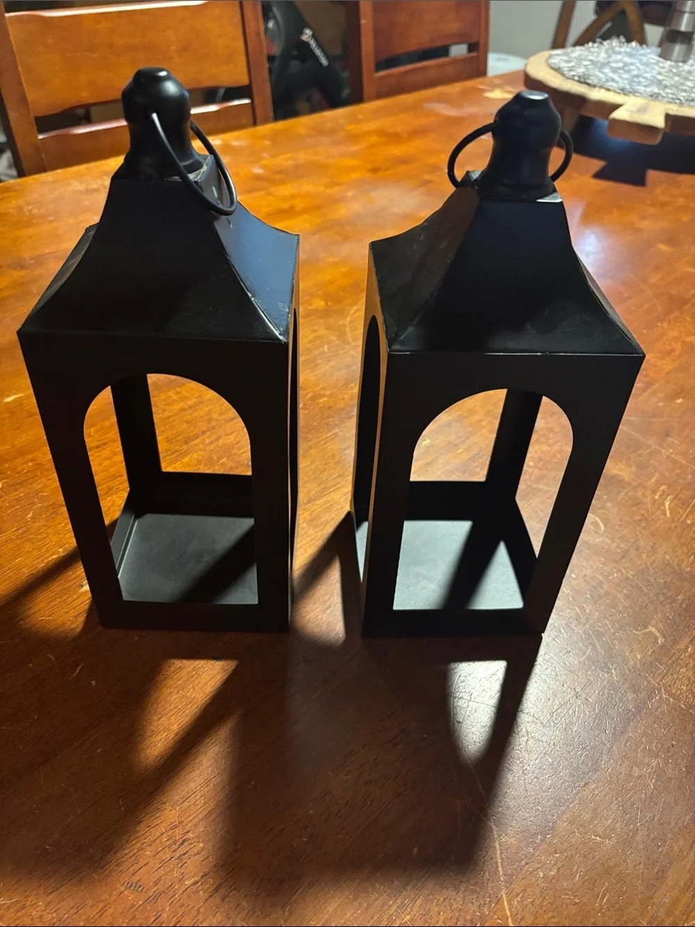 Black Metal Hanging Lantern Pair - Classic Home Accents